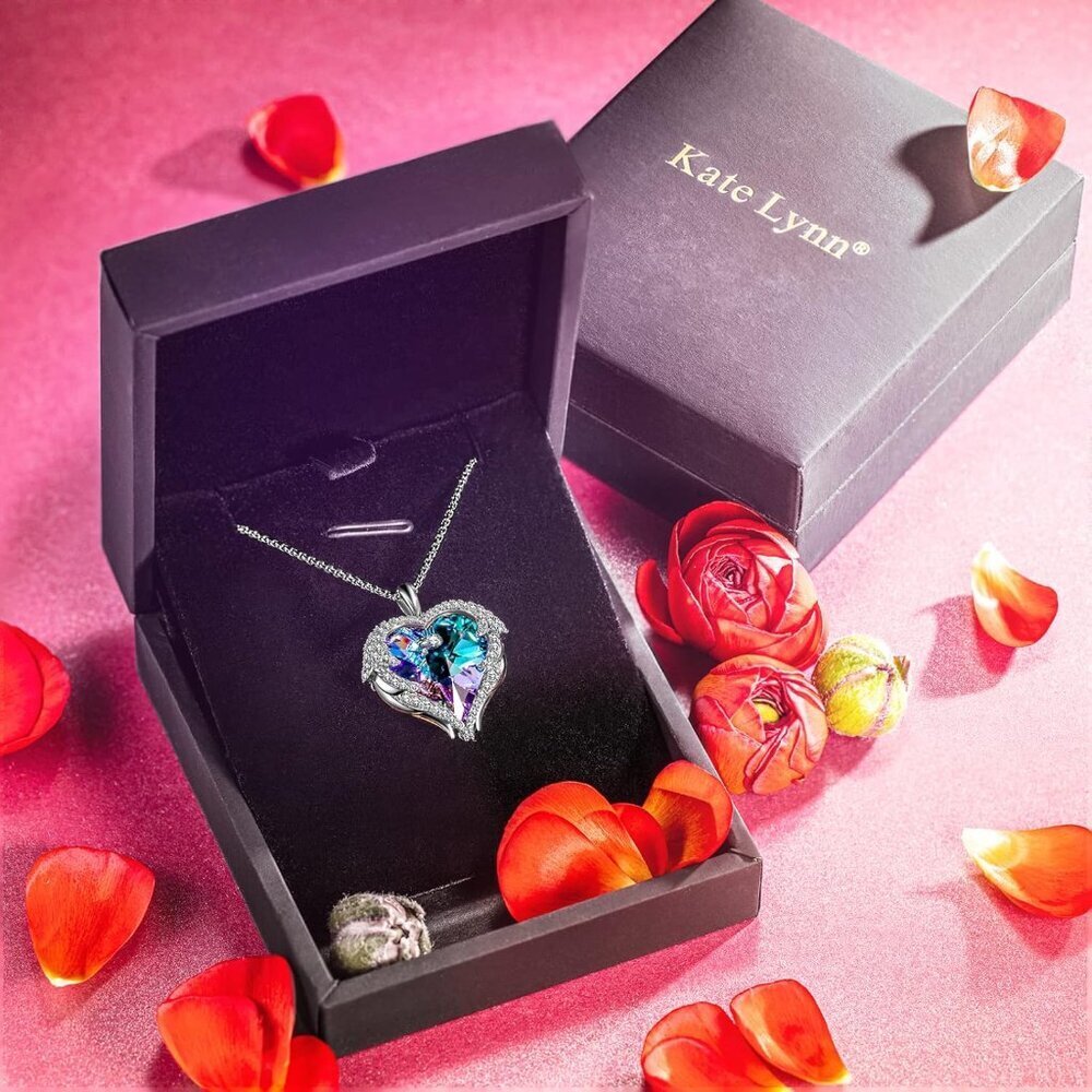 Angel Wings Heart Necklaces - Crystal Jewelry For Women, Christmas & Birthday Gi View 4